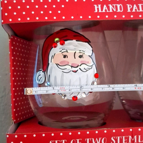 🎅 Santa & Mrs. Claus stemless wine glasses. Hand painted. Rhinestones. Set of 2 - Picture 13 of 13